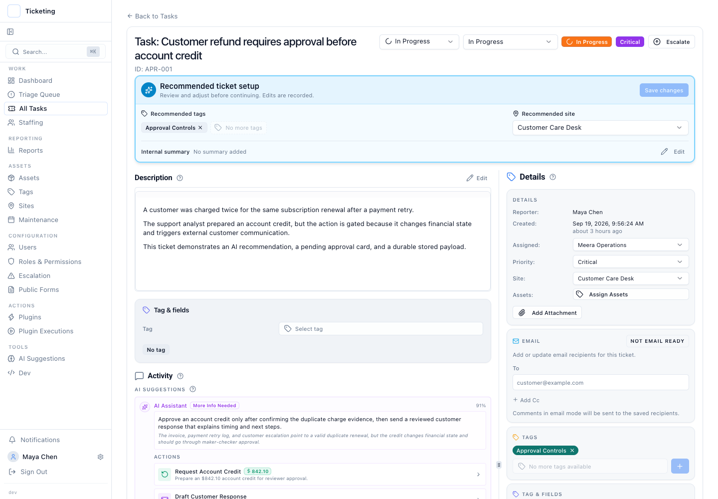 Inspect the proposed customer credit